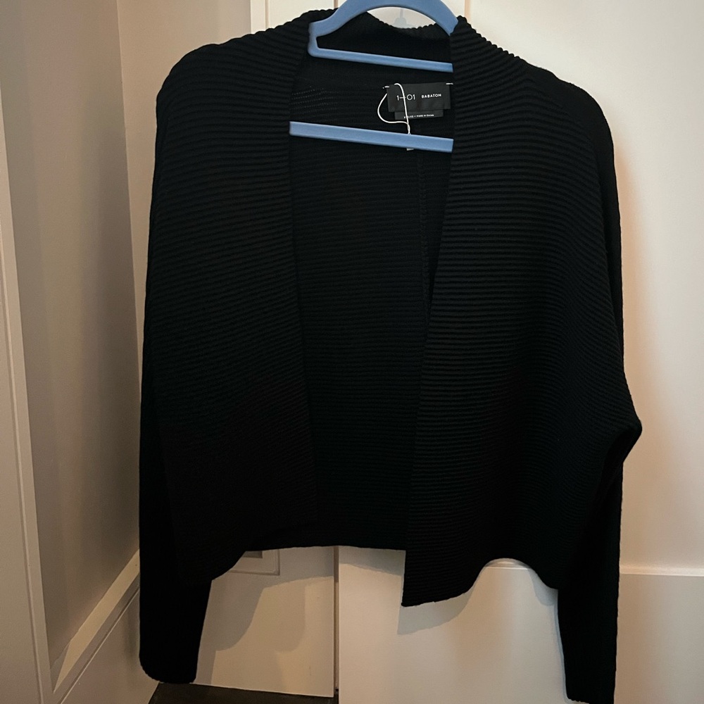 Babaton 1-01 100% Wool Ribbed Drape Cardigan